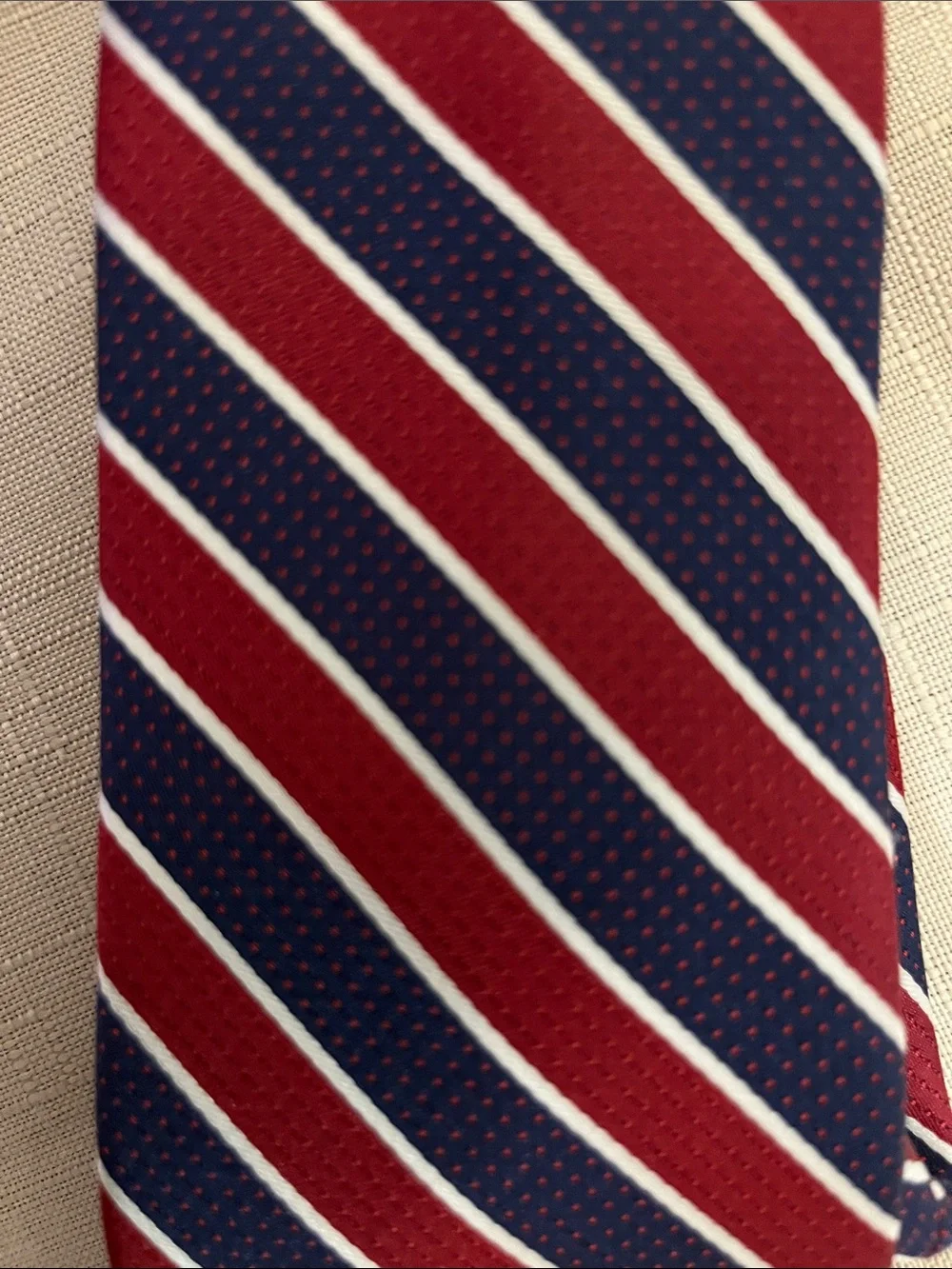 Isaac Mizrahi New York Men's Striped Burgundy and Navy Tie